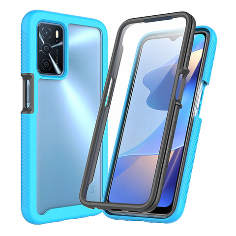 Carcasa Bumper Funda Silicona Transparente 360 Grados para Oppo A16 Azul Cielo