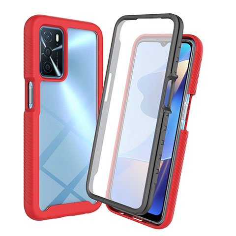 Carcasa Bumper Funda Silicona Transparente 360 Grados para Oppo A16 Rojo