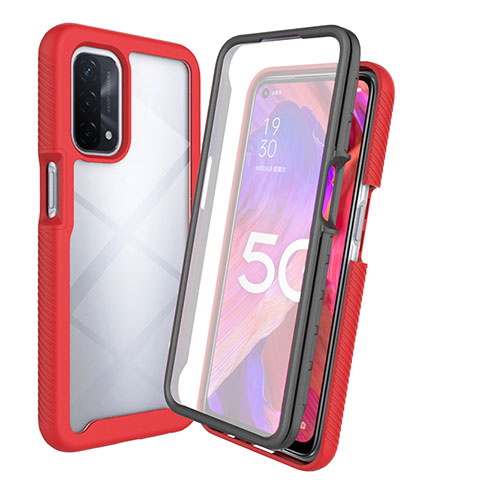 Carcasa Bumper Funda Silicona Transparente 360 Grados para Oppo A54 4G Rojo