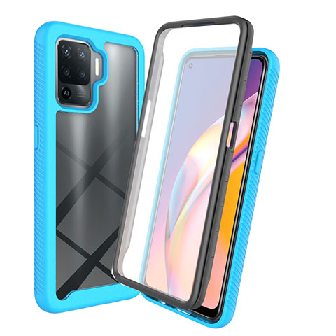 Carcasa Bumper Funda Silicona Transparente 360 Grados para Oppo A94 4G Azul Cielo