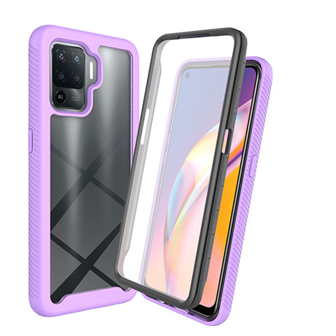 Carcasa Bumper Funda Silicona Transparente 360 Grados para Oppo A94 4G Purpura Claro