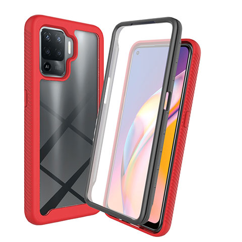 Carcasa Bumper Funda Silicona Transparente 360 Grados para Oppo A94 4G Rojo