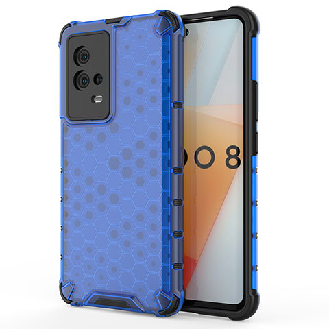 Carcasa Bumper Funda Silicona Transparente 360 Grados para Vivo iQOO 8 5G Azul