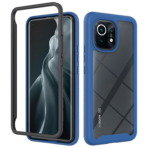 Carcasa Bumper Funda Silicona Transparente 360 Grados para Xiaomi Mi 11 5G Azul