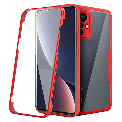 Carcasa Bumper Funda Silicona Transparente 360 Grados para Xiaomi Mi 12S Pro 5G Rojo