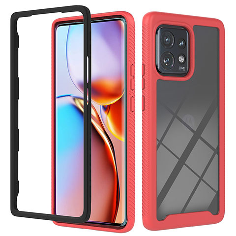 Carcasa Bumper Funda Silicona Transparente 360 Grados YB1 para Motorola Moto Edge 40 Pro 5G Rojo