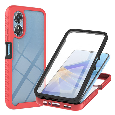 Carcasa Bumper Funda Silicona Transparente 360 Grados YB1 para Oppo A17 Rojo