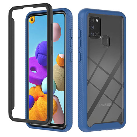 Carcasa Bumper Funda Silicona Transparente 360 Grados YB1 para Samsung Galaxy A21s Azul