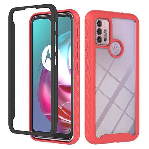 Carcasa Bumper Funda Silicona Transparente 360 Grados YB2 para Motorola Moto G10 Power Rojo