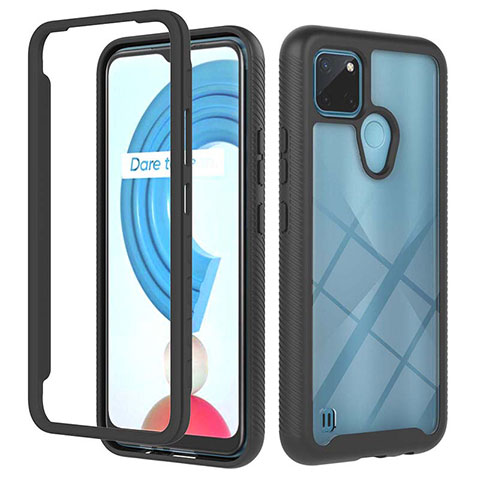 Carcasa Bumper Funda Silicona Transparente 360 Grados YB2 para Realme C25Y India Negro