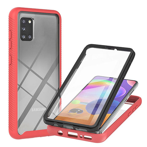 Carcasa Bumper Funda Silicona Transparente 360 Grados YB2 para Samsung Galaxy A31 Rojo