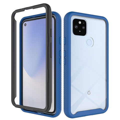 Carcasa Bumper Funda Silicona Transparente 360 Grados ZJ1 para Google Pixel 5 XL 5G Azul