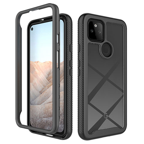 Carcasa Bumper Funda Silicona Transparente 360 Grados ZJ1 para Google Pixel 5a 5G Negro