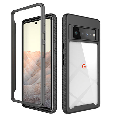 Carcasa Bumper Funda Silicona Transparente 360 Grados ZJ1 para Google Pixel 6 Pro 5G Negro