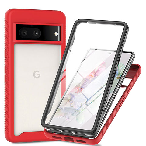 Carcasa Bumper Funda Silicona Transparente 360 Grados ZJ1 para Google Pixel 7 5G Rojo