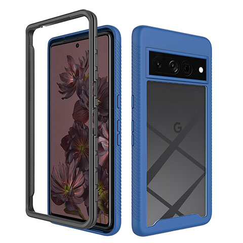 Carcasa Bumper Funda Silicona Transparente 360 Grados ZJ1 para Google Pixel 7 Pro 5G Azul