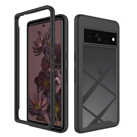 Carcasa Bumper Funda Silicona Transparente 360 Grados ZJ1 para Google Pixel 7 Pro 5G Negro