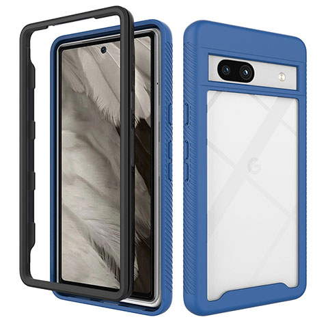 Carcasa Bumper Funda Silicona Transparente 360 Grados ZJ1 para Google Pixel 7a 5G Azul