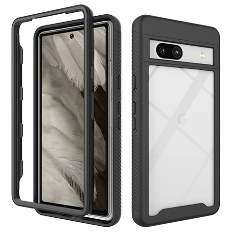 Carcasa Bumper Funda Silicona Transparente 360 Grados ZJ1 para Google Pixel 7a 5G Negro