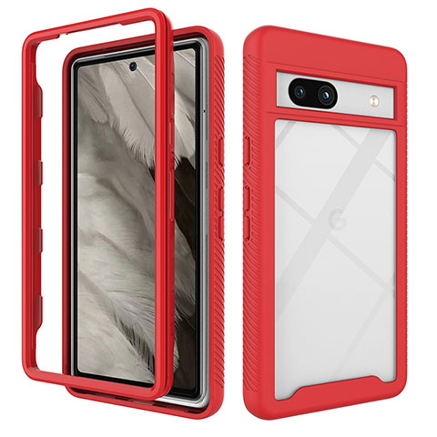 Carcasa Bumper Funda Silicona Transparente 360 Grados ZJ1 para Google Pixel 7a 5G Rojo