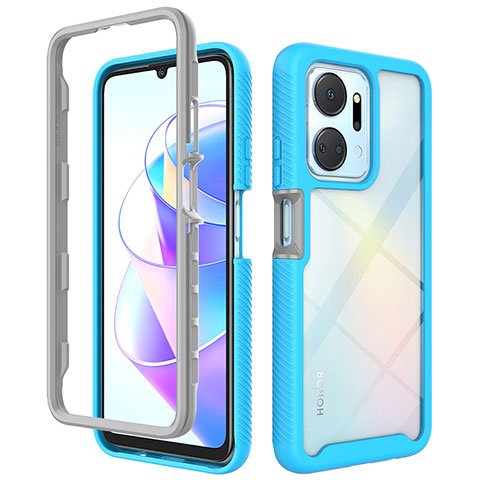 Carcasa Bumper Funda Silicona Transparente 360 Grados ZJ1 para Huawei Honor X7a Azul Cielo