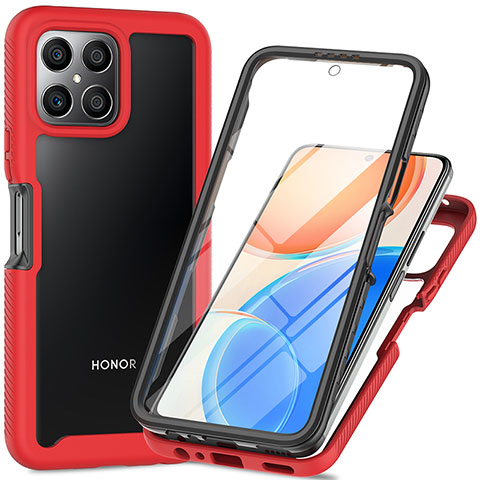 Carcasa Bumper Funda Silicona Transparente 360 Grados ZJ1 para Huawei Honor X8 4G Rojo