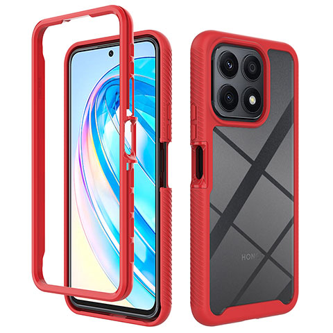 Carcasa Bumper Funda Silicona Transparente 360 Grados ZJ1 para Huawei Honor X8a 4G Rojo