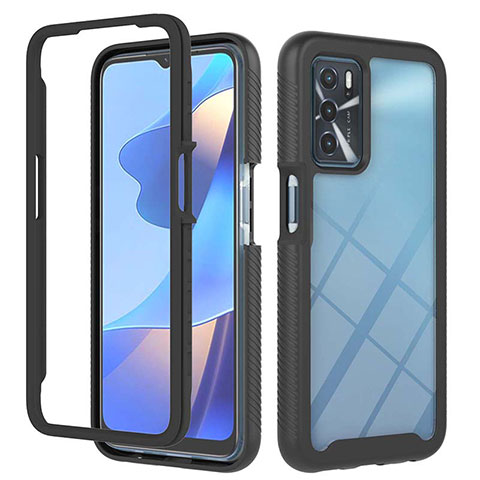 Carcasa Bumper Funda Silicona Transparente 360 Grados ZJ1 para Oppo A16 Negro