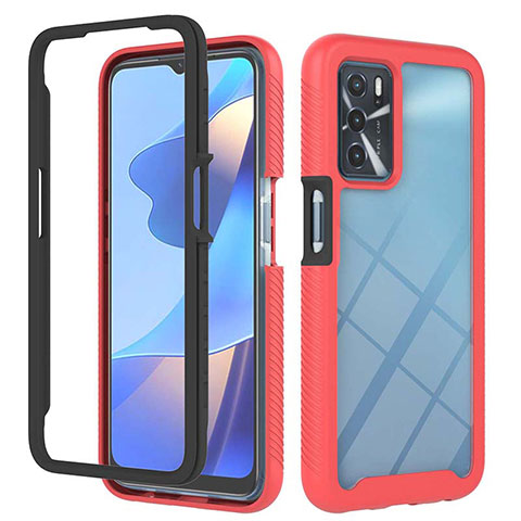 Carcasa Bumper Funda Silicona Transparente 360 Grados ZJ1 para Oppo A16s Rojo