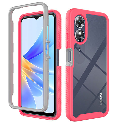 Carcasa Bumper Funda Silicona Transparente 360 Grados ZJ1 para Oppo A17 Rosa Roja