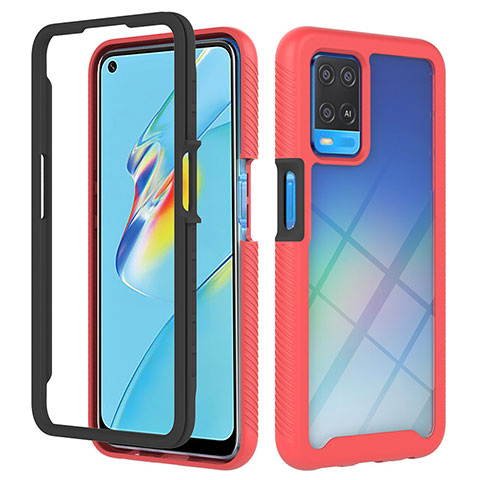 Carcasa Bumper Funda Silicona Transparente 360 Grados ZJ1 para Oppo A54 4G Rojo