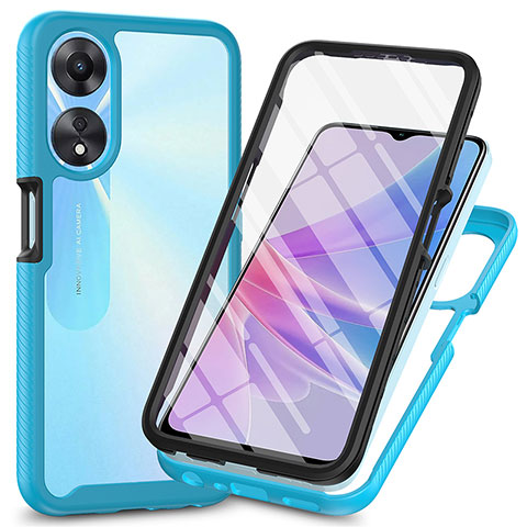 Carcasa Bumper Funda Silicona Transparente 360 Grados ZJ1 para Oppo A78 5G Azul Cielo