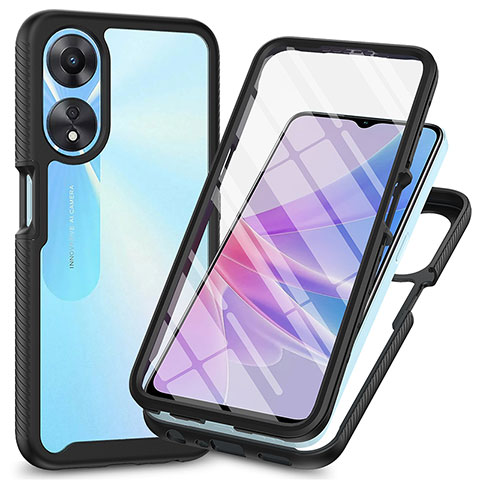 Carcasa Bumper Funda Silicona Transparente 360 Grados ZJ1 para Oppo A78 5G Negro