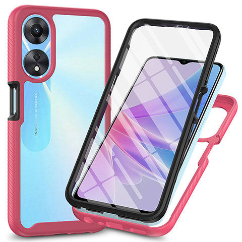 Carcasa Bumper Funda Silicona Transparente 360 Grados ZJ1 para Oppo A78 5G Rosa Roja