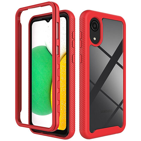 Carcasa Bumper Funda Silicona Transparente 360 Grados ZJ1 para Samsung Galaxy A03 Core Rojo