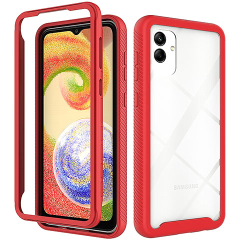 Carcasa Bumper Funda Silicona Transparente 360 Grados ZJ1 para Samsung Galaxy A04 4G Rojo