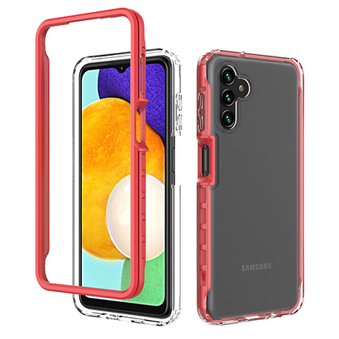 Carcasa Bumper Funda Silicona Transparente 360 Grados ZJ1 para Samsung Galaxy A04s Rojo