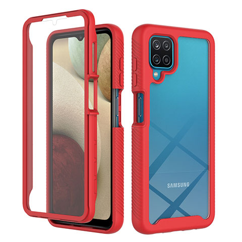 Carcasa Bumper Funda Silicona Transparente 360 Grados ZJ1 para Samsung Galaxy A12 5G Rojo