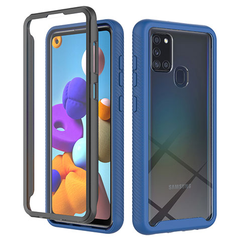 Carcasa Bumper Funda Silicona Transparente 360 Grados ZJ1 para Samsung Galaxy A21s Azul