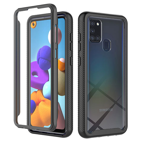 Carcasa Bumper Funda Silicona Transparente 360 Grados ZJ1 para Samsung Galaxy A21s Negro