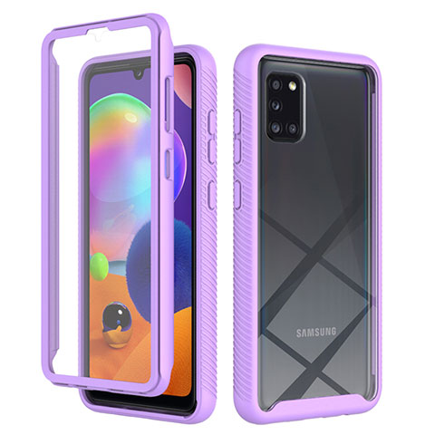 Carcasa Bumper Funda Silicona Transparente 360 Grados ZJ1 para Samsung Galaxy A31 Purpura Claro