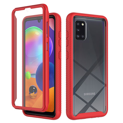 Carcasa Bumper Funda Silicona Transparente 360 Grados ZJ1 para Samsung Galaxy A31 Rojo