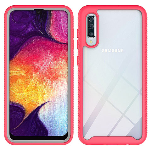 Carcasa Bumper Funda Silicona Transparente 360 Grados ZJ1 para Samsung Galaxy A50 Rosa Roja