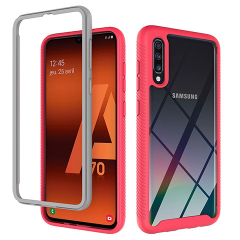 Carcasa Bumper Funda Silicona Transparente 360 Grados ZJ1 para Samsung Galaxy A70 Rosa Roja