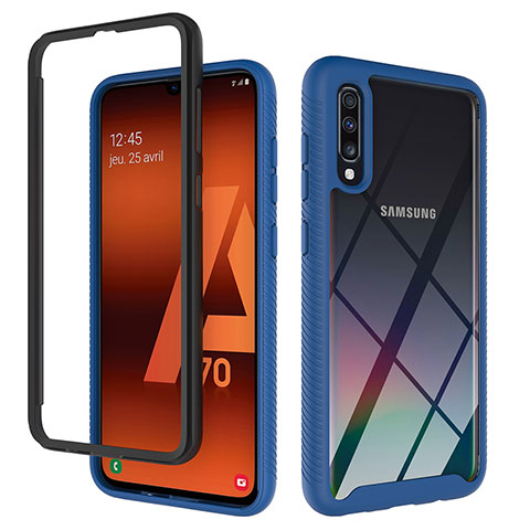 Carcasa Bumper Funda Silicona Transparente 360 Grados ZJ1 para Samsung Galaxy A70S Azul