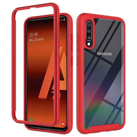 Carcasa Bumper Funda Silicona Transparente 360 Grados ZJ1 para Samsung Galaxy A70S Rojo