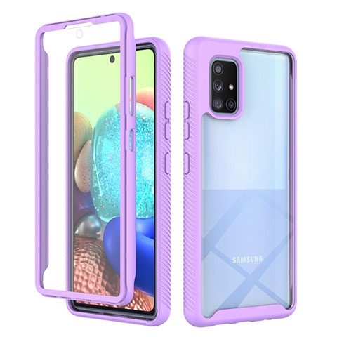 Carcasa Bumper Funda Silicona Transparente 360 Grados ZJ1 para Samsung Galaxy A71 5G Purpura Claro