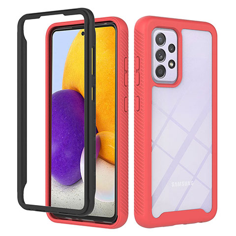 Carcasa Bumper Funda Silicona Transparente 360 Grados ZJ1 para Samsung Galaxy A72 4G Rojo