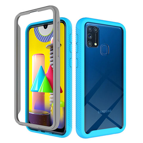 Carcasa Bumper Funda Silicona Transparente 360 Grados ZJ1 para Samsung Galaxy M31 Prime Edition Azul Cielo