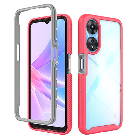 Carcasa Bumper Funda Silicona Transparente 360 Grados ZJ2 para Oppo A78 5G Rosa Roja